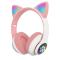 Портативные колонки и наушники - Наушники Cute Headset "Кошачьи ушки" беспроводные 280ST Bluetooth, MicroSD, FM-Радио Розовые (AN 23868)