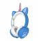 Портативные колонки и наушники - Детские наушники с ушками Catear Unicorn ME2-CU Bluetooth беспроводные с LED подсветкой и MicroSD до 32Гб Blue (GD HS-308/1)
