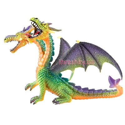 Фігурки тварин - Іграшка-фігурка Дракон зелений двоголовий Bullyland(75596)