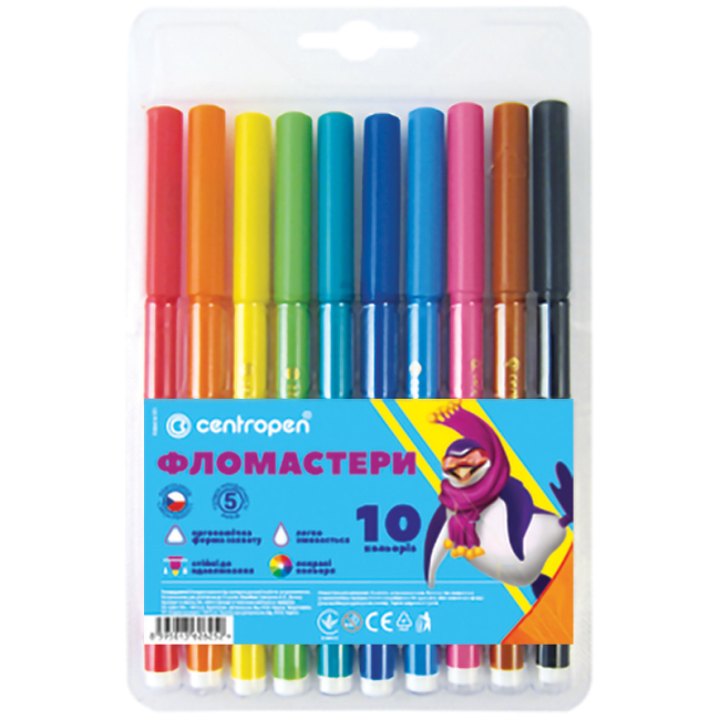 Канцтовари - Набір фломастерів Centropen 10 кольорів (7550/10) (7550/10 ТП)