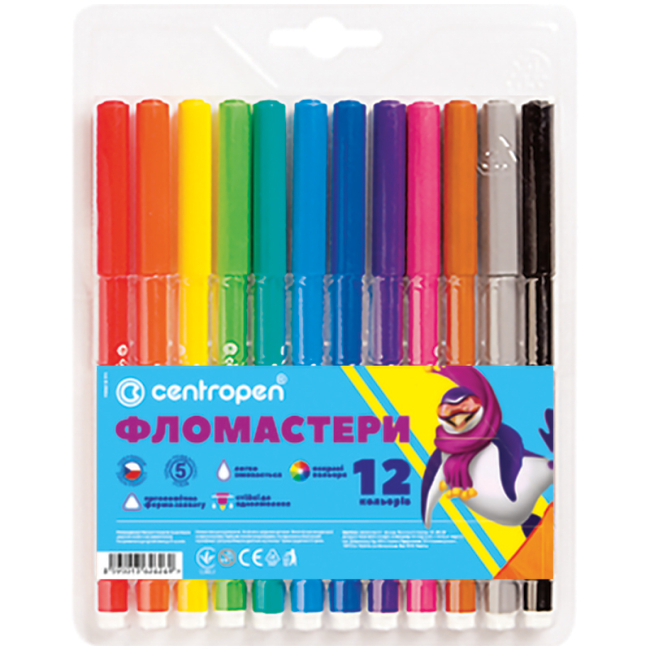 Канцтовары - Набор фломастеров Centropen 12 цветов (7550/12) (7550/12 ТП)