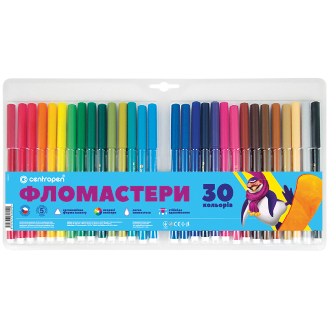 Канцтовары - Набор фломастеров Centropen 30 цветов (7550/30) (7550/30 ТП)