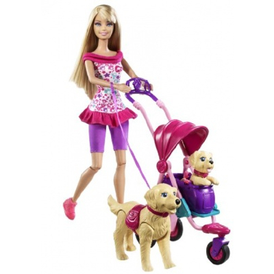 Куклы - Кукла с набором Прогулка со щенками Barbie (Т7197)
