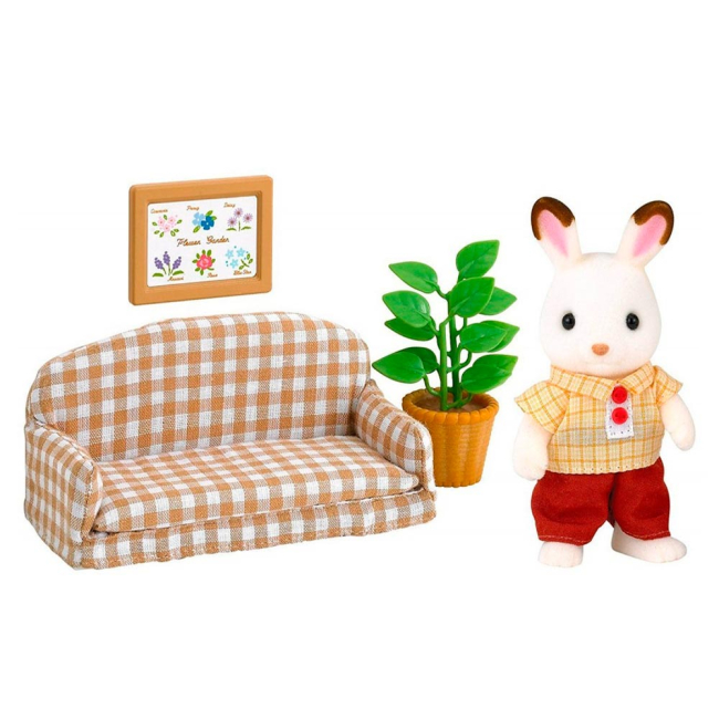 Фигурки животных - Игровая фигурка Отец Шоколадного Кролика на диване Sylvanian Families (2201)