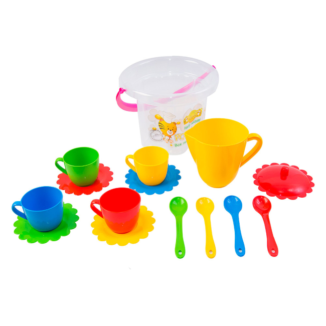 Детские кухни и бытовая техника - Игровой набор Посуда Ромашка в ведре Wader (39121)