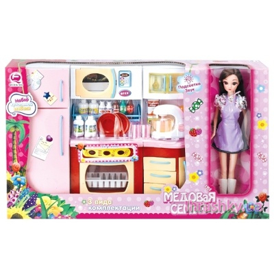 Детские кухни и бытовая техника - Кухня из серии Медовая семья с куклой  (2803S-D/R)