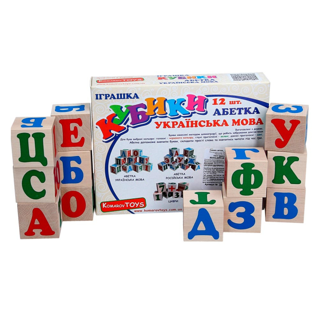 Розвивальні іграшки - Кубики Komarov TOYS Український алфавіт (Т 601)