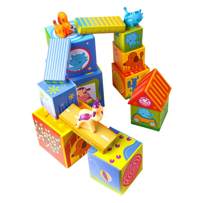 Розвивальні іграшки - Набір кубиків з картону DJECO Кубанімо з аксесуарами (DJ09102)