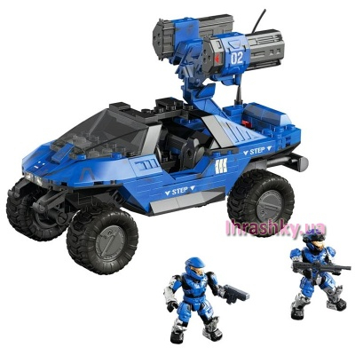 Блочные конструкторы - Конструктор Автомобиль и солдаты UNSC в голубом серии Halo (97159)