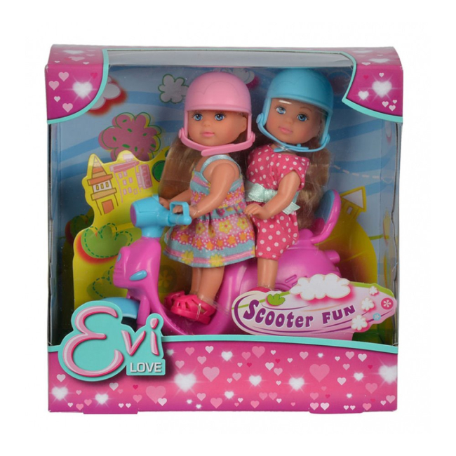 Ляльки - Лялька Єва Весела подорож на скутері з шоломами Simba (5730485)