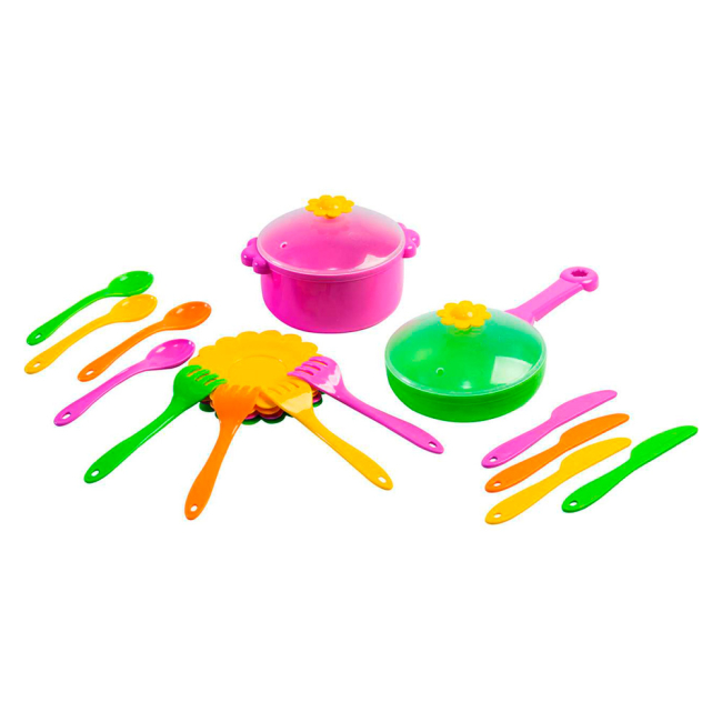Детские кухни и бытовая техника - Игровой набор Посуда Ромашка Wader 20 элементов (39147)
