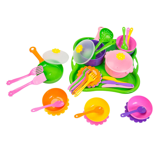 Детские кухни и бытовая техника - Игровой набор Посуда Ромашка Wader (39148)
