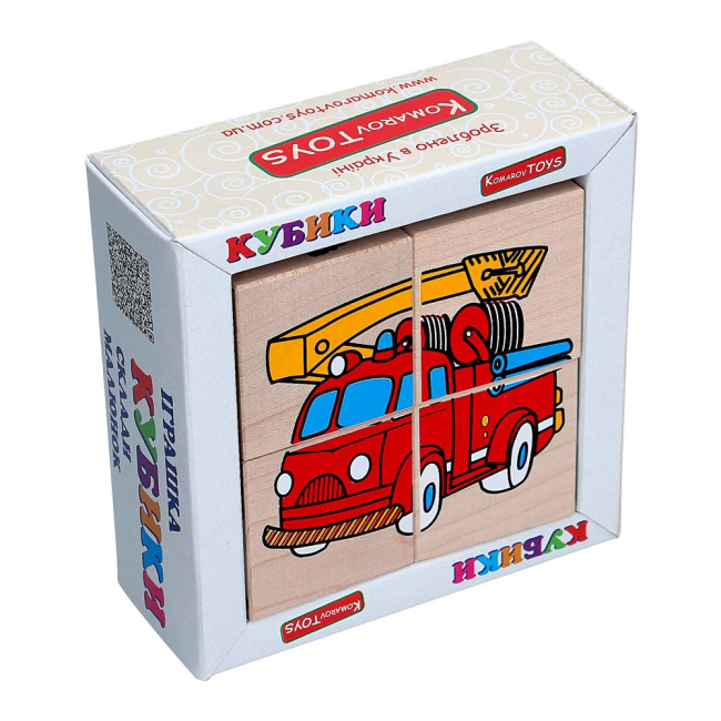 Развивающие игрушки - Развивающие кубики Komarov toys Сложи рисунок Транспорт 4 штуки (Т 610)
