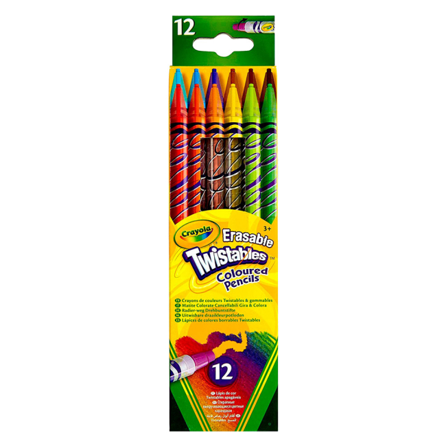Канцтовары - 12 цветных карандашей Вертушка с ластиками (68-7508)