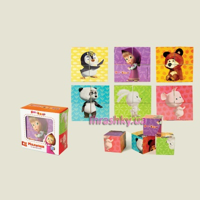 Розвивальні іграшки - Іграшка-кубики Маша і ведмідь серія Герої мультфільму; 6 малюнків (MM-901)