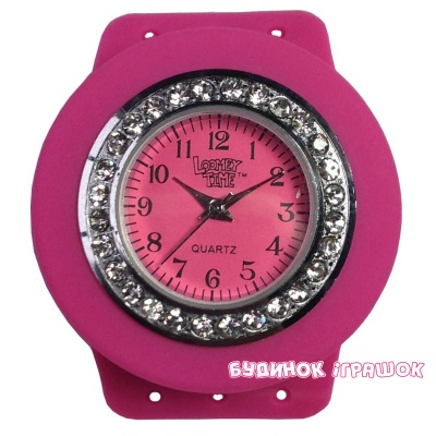 Часы, фонарики - Часы Loomie Time с одной оправой розовые с камнями (7872)
