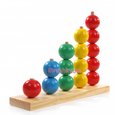 Розвивальні іграшки - Іграшка з дерева Пірамідки-рахунок Кулі Руді 5 в 1 (Д079у)