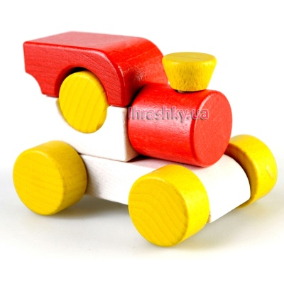 Машинки для малюків - Іграшка з дерева Паровозик Малюк Руді (Ду-02ч)