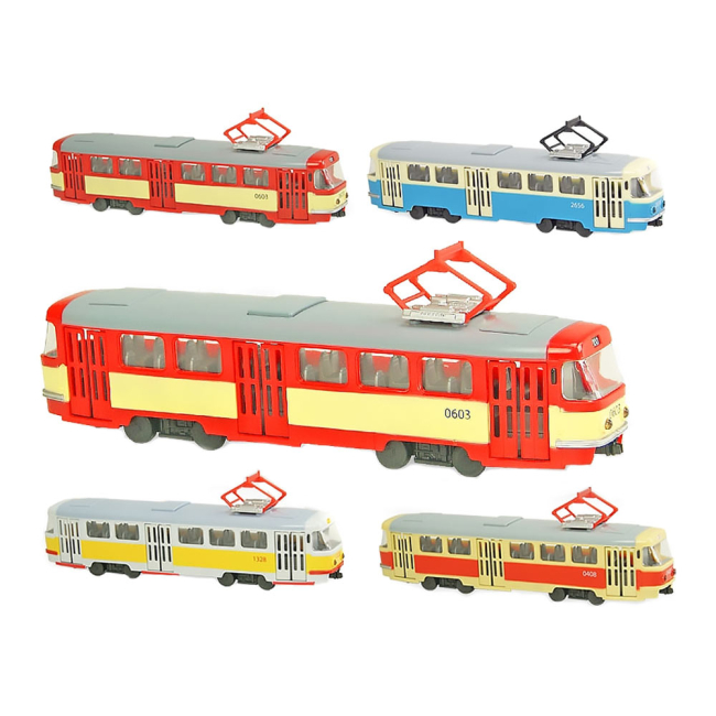 Транспорт и спецтехника - Автомодель Трамвай иннерционный Автопром со световыми и звуковыми сигналами (9708ABCD)