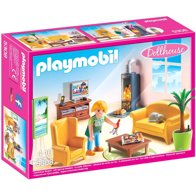 Конструкторы с уникальными деталями - Конструктор Playmobil Dollhouse Гостиная с камином (4008789053084)