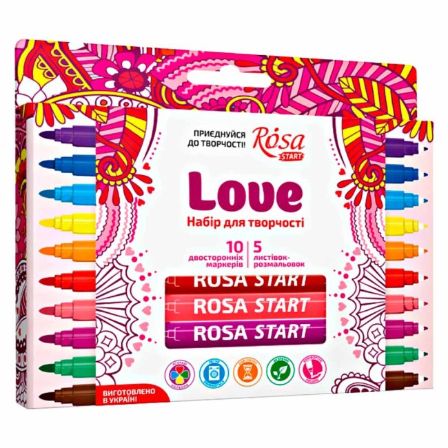 Товари для малювання - Набір двосторонніх маркерів з листівками Love Rosa Start (N0002601) (N0002601      )
