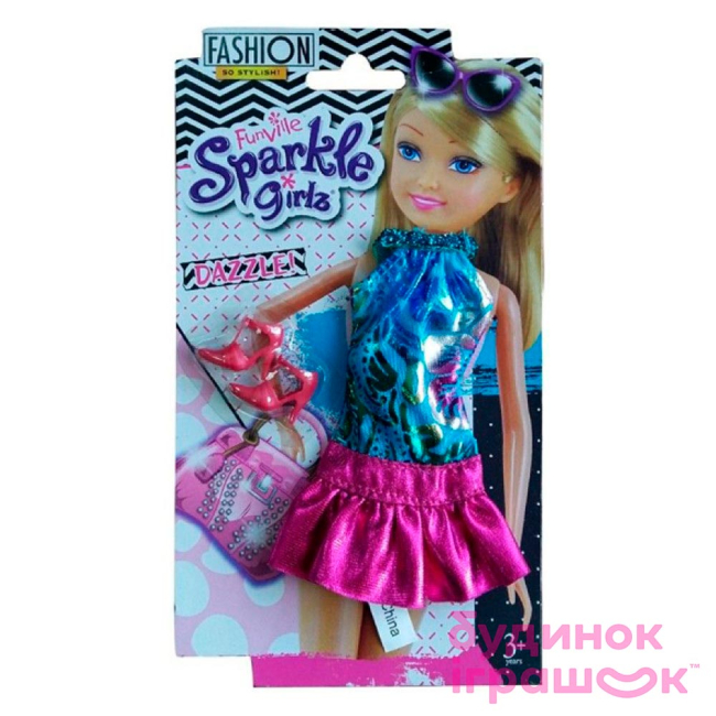 Одяг та аксесуари - Одяг для ляльки Sparkle Girls Бірюзово-рожева коктейльна сукня та черевики (FV75086-3)