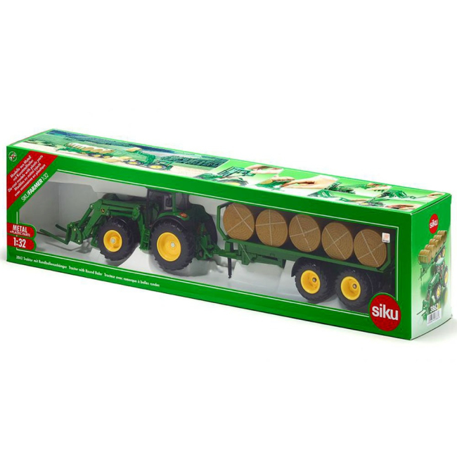 Транспорт і спецтехніка - Іграшка Трактор John Deere з причепом для тюків Siku (3862)