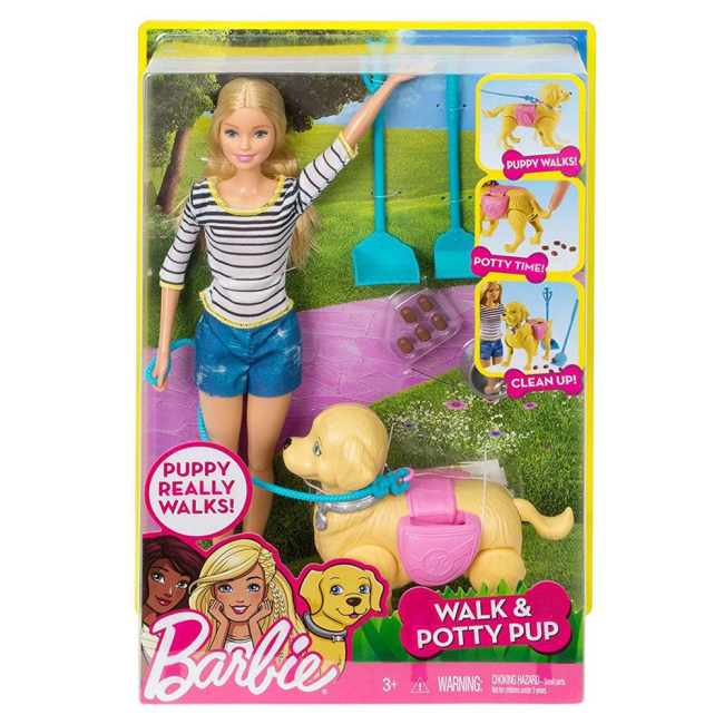 Ляльки - Набір Barbie Прогулянка із цуценям (DWJ68)