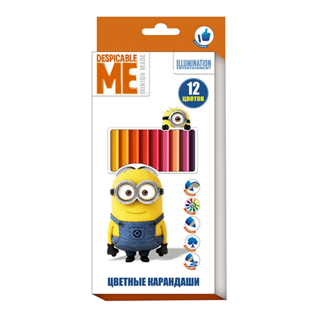 Канцтовари - Кольорові олівці Despicable Me 12 кольорів (119695)