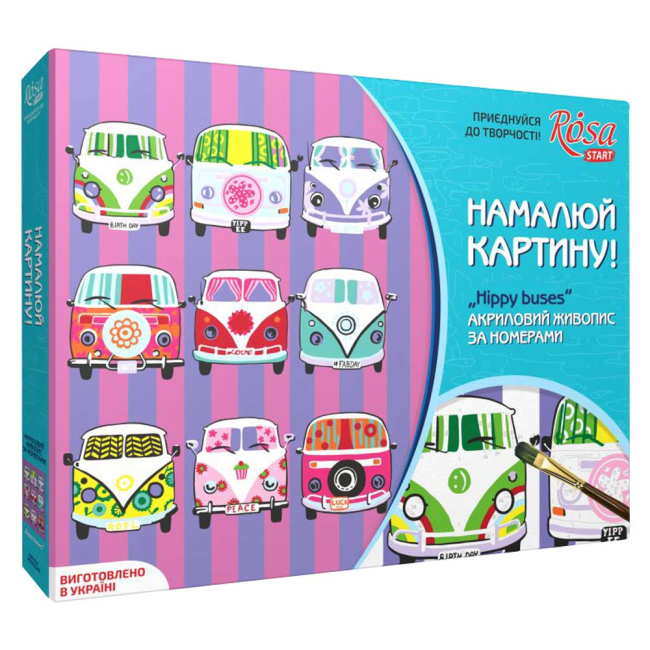 Товары для рисования - Набор акриловой живописи по номерам Rosa Start Hippy buses (N0001349)