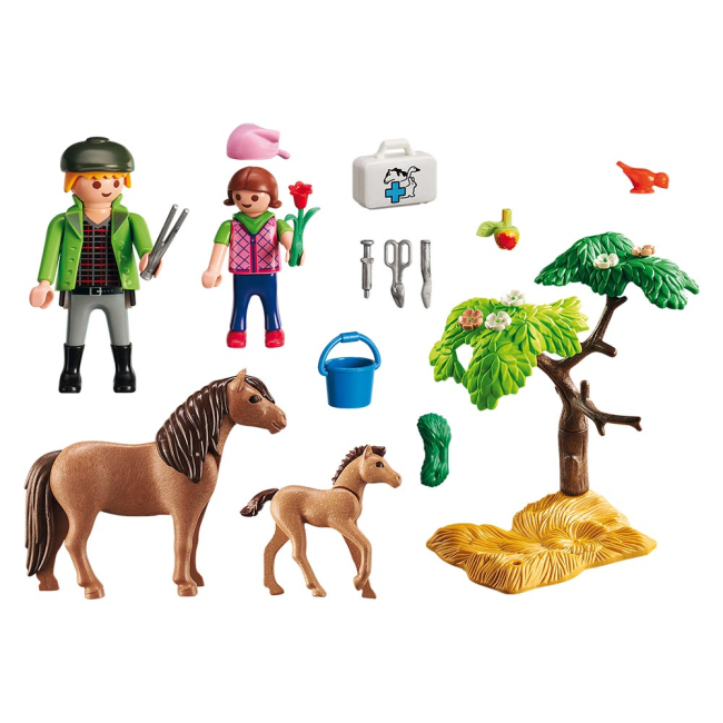 Конструктори з унікальними деталями - Конструктор Ветеринар з поні і лошам Playmobil (6949)