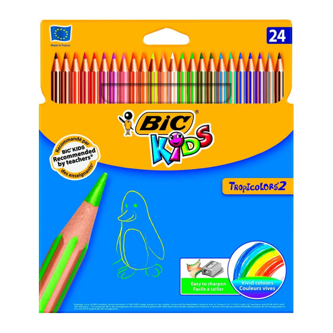 Канцтовары - Карандаши BIC Kids Tropicolors 2 24 штуки в наборе (832568)