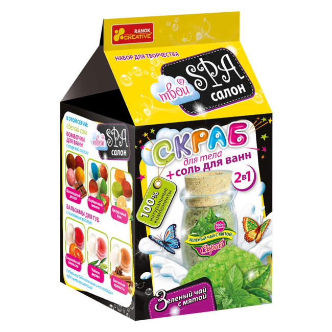 Обучающие игрушки - Творческий набор Скраб Соль для ванны Зелений чай с мятой RANOK (15130032Р)