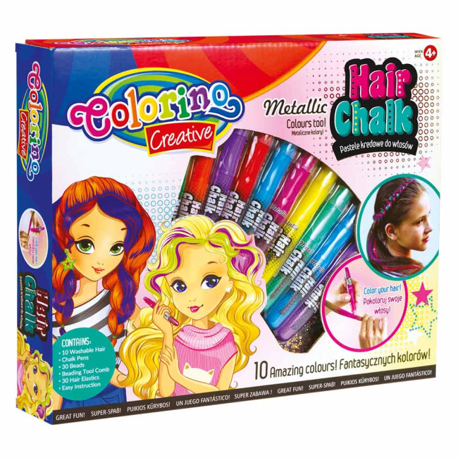 Косметика - Мел для волосся в олівцях Colorino 10 кольорів в подарунковій упаковці (68635PTR)