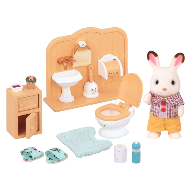 Фигурки животных - Игровой набор Шоколадный Кролик-брат в туалете Sylvanian Families (5015)