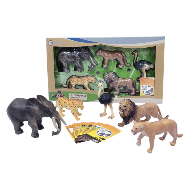 Фигурки животных - Учебный набор Wenno Животные Африки с QR картой (WAF1701)