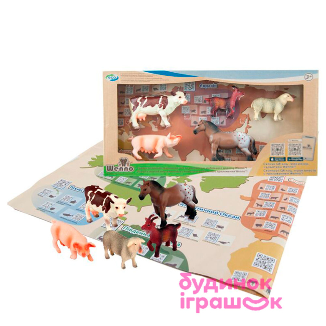 Фигурки животных - Обучающий игровой набор с QR-картой Wenno Животные Ферма S2 (WEU1706)