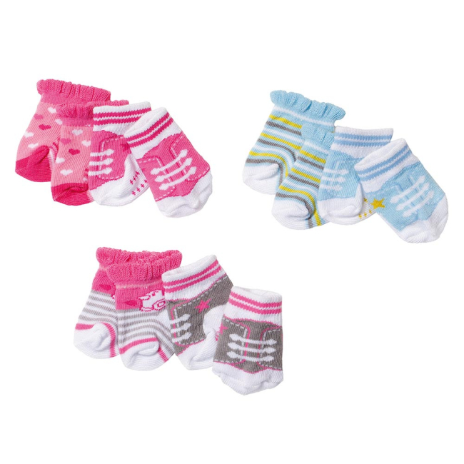 Одяг та аксесуари - Шкарпетки для ляльки Baby Born 2 пари 3 види в асортименті (823576)