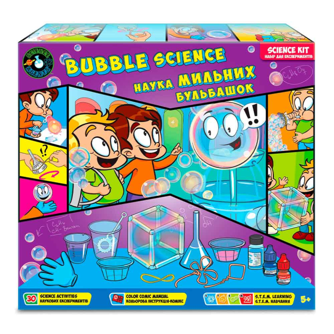 Наукові ігри, фокуси та досліди - Набор для дослідів Science Agents Наука мильних бульбашок (45046)