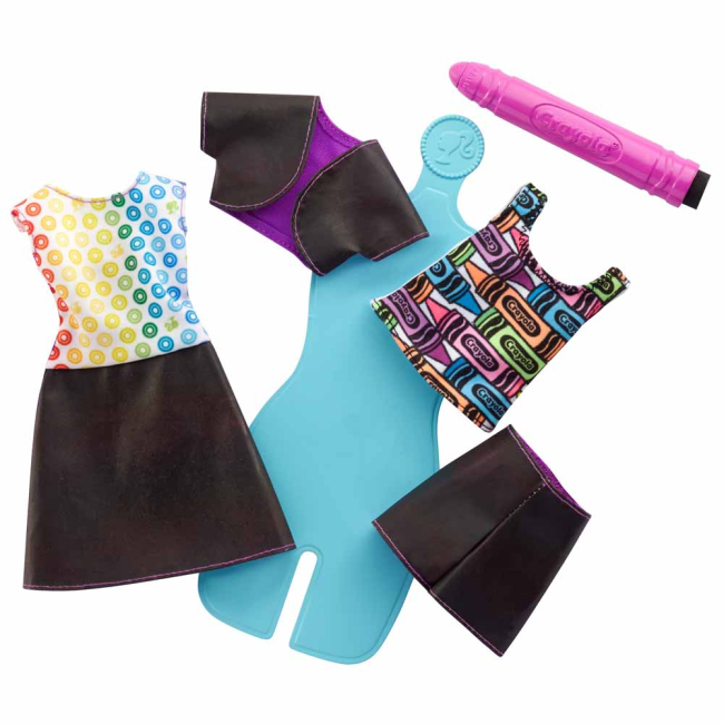 Одежда и аксессуары - Набор одежды Barbie Crayola Сотри и нарисуй Радуга Дизайн 2 (FHW85/FHW87)
