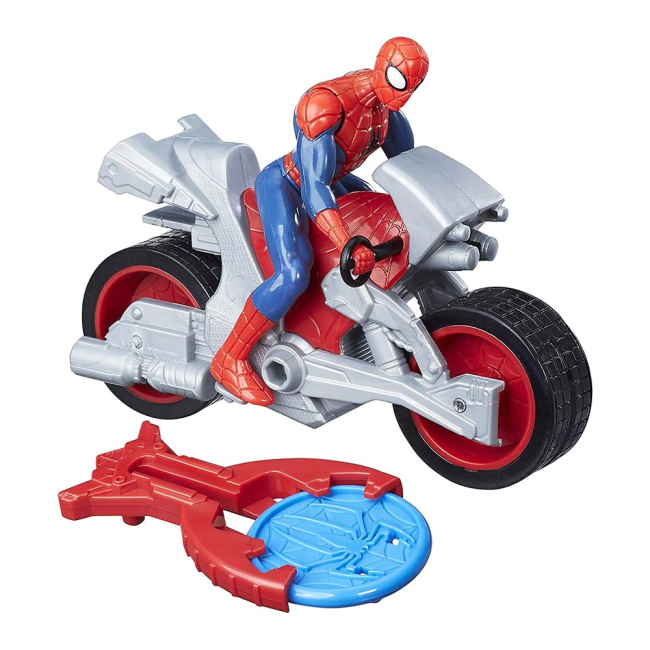 Фигурки персонажей - Набор игрушечный Spider-Man Blast-N-Go Спайдер Мэн на мотоцикле (B9705/B9994)