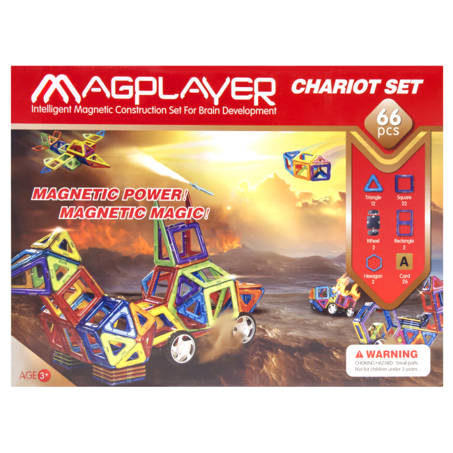 Магнітні конструктори - Конструктор Magplayer Магнітний набір 66 елементів (MPA-66)