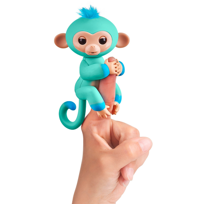 Фігурки тварин - Інтерактивна іграшка Fingerlings Мавпочка Едді зелено-синя 12 см (W37204/3724)
