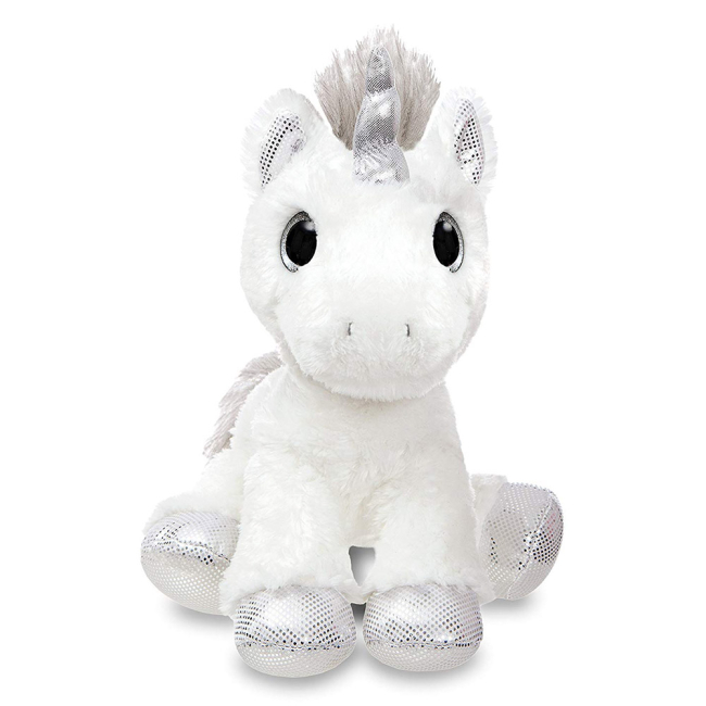 М'які тварини - М'яка іграшка Aurora Сяючі очі Єдиноріг срібний 30 см (161257D)