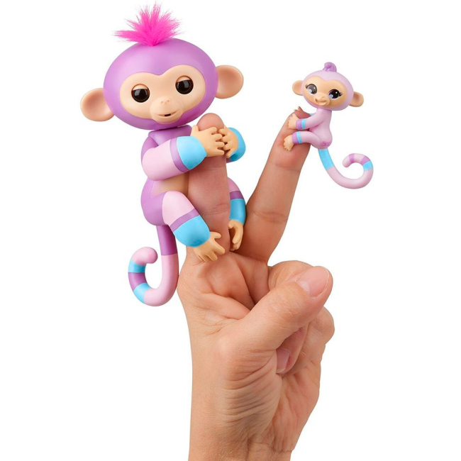Фигурки животных - Интерактивная игрушка Fingerlings Обезьянка Вайолет с малышом 12 см (W3540/3543)