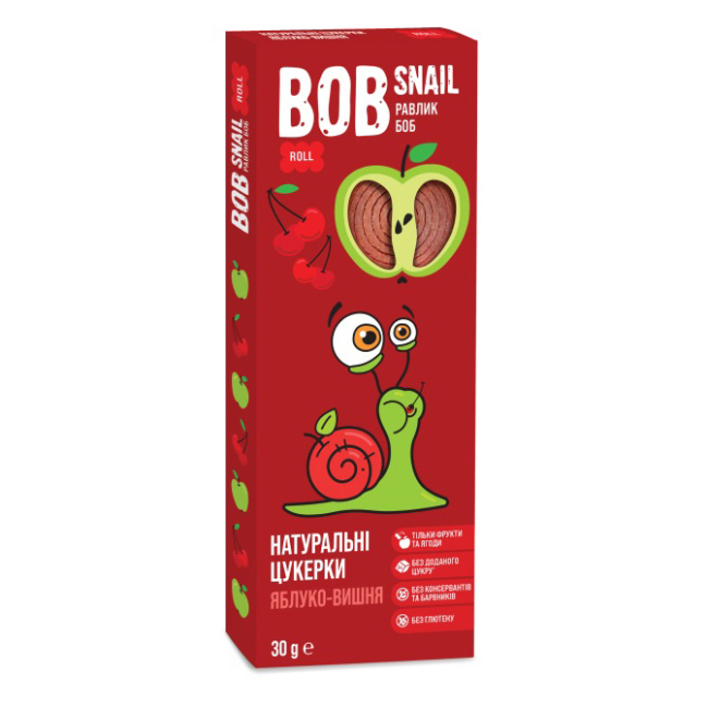 Сладости - Натуральные конфеты Bob Snail Яблоко-вишня​ (4820162520286)