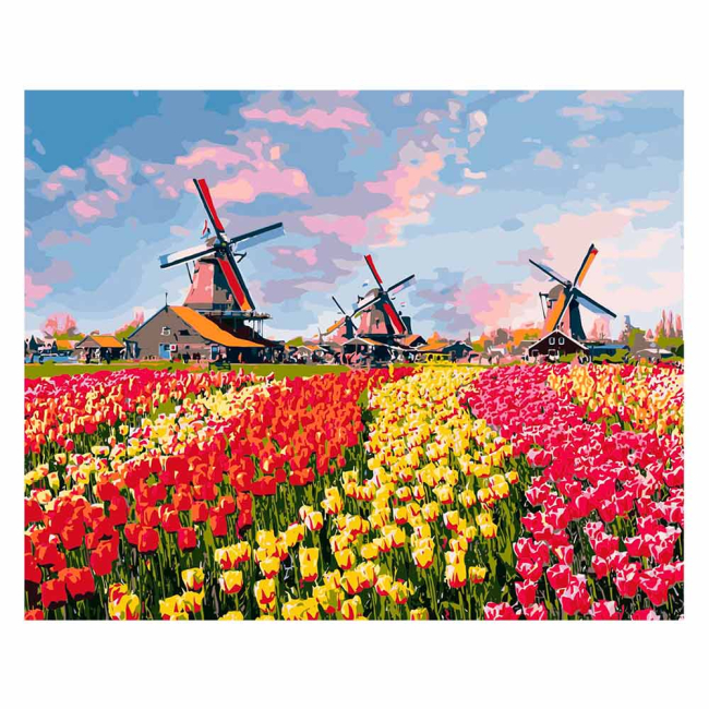 Товари для малювання - Набір для творчості Ідейка Сільський пейзаж Барвисті тюльпани Голландії (КН2224)