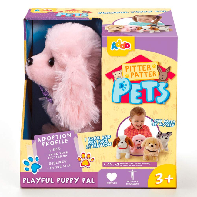 Мягкие животные - Интерактивная игрушка Addo Pitter patter pets Щенок розовый звук (315-11121/2)