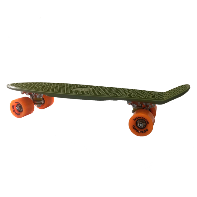 Пенниборд - Скейт Go Travel Penny board хаки с оранжевым (LS-P2206GOS)