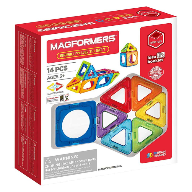 Магнітні конструктори - Магнітний конструктор Magformers Базовий плюс 14 деталей (715013)